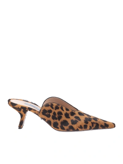 Shop Prada Leopard Printed Calf Hair Mules In Animal Print