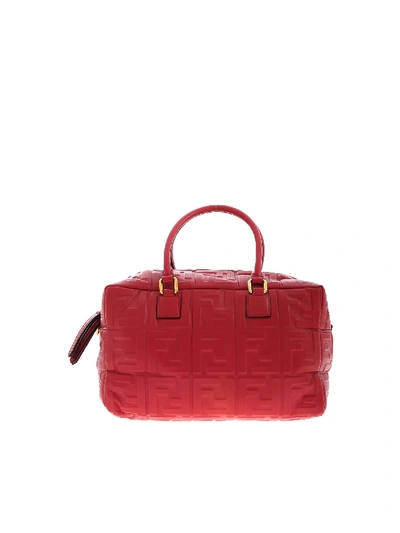 Shop Fendi Boston Small Case With Pink Ff All-over Pattern In Red