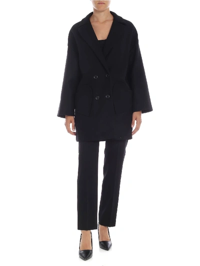 Shop Red Valentino Wool Blend Coat In Black