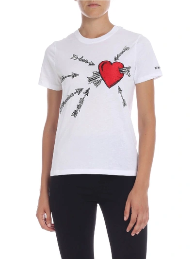Shop Red Valentino Love Embroidery T-shirt In White