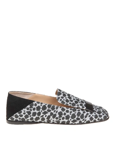Shop Sergio Rossi Animal Printed Slippers In Glitter Fabric