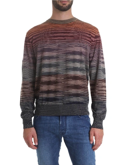 Shop Missoni Crew-neck Pullover With Pattern In Shades Of Red In Multi