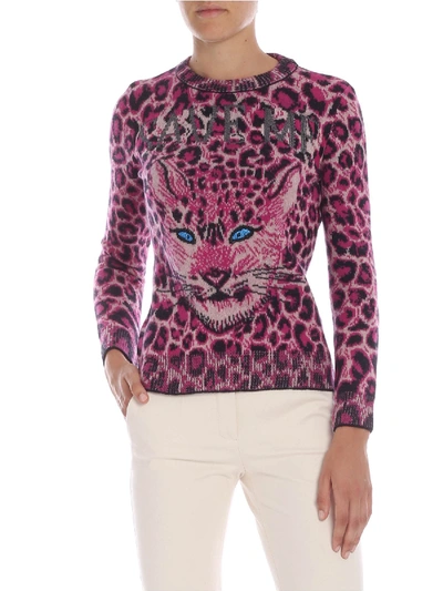 Shop Alberta Ferretti Save Me Animal Printed Pullover In Black And Fuchsia