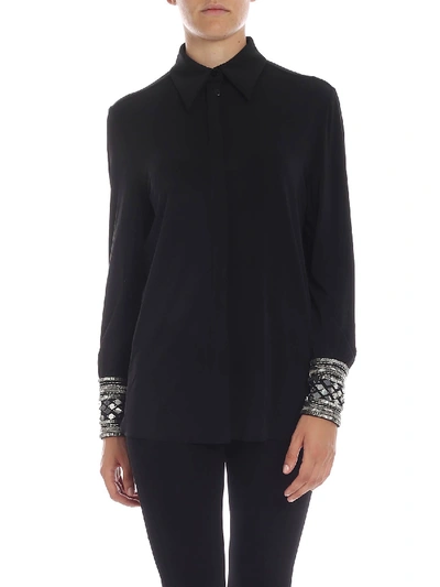Shop Alberta Ferretti Black Shirt With Micro-beads And Sequins