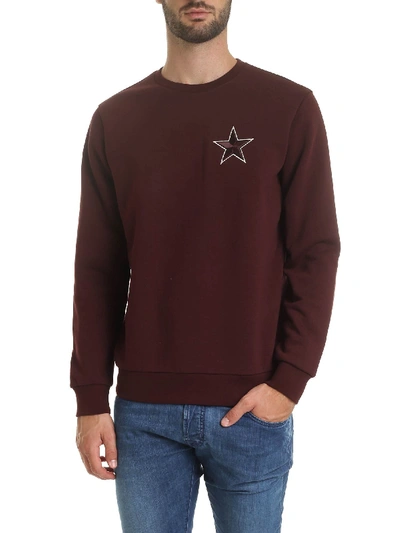 Shop Emporio Armani Sweatshirt In Wine-colored With Star In Purple