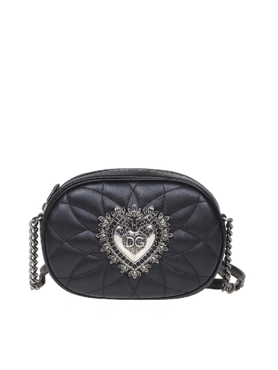 Shop Dolce & Gabbana Matelassé Devotion Camera Bag In Black