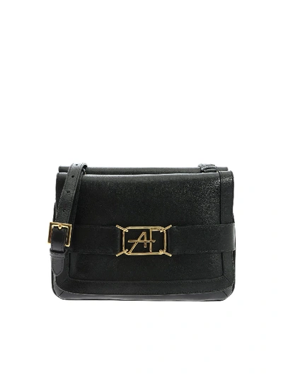 Shop Alberta Ferretti Black Shoulder Bag With Logo Detail