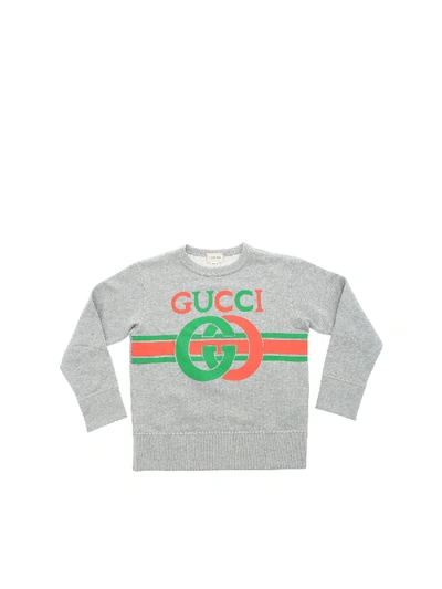 Shop Gucci Gg Logo Sweatshirt In Gray In Grey