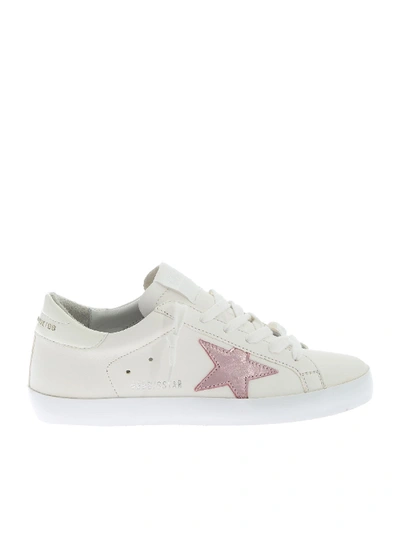 Shop Golden Goose Superstar Sneakers In White And Pink