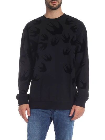 Shop Mcq By Alexander Mcqueen Swallow Crewneck Sweatshirt In Black