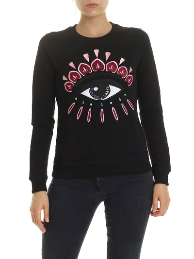 Shop Kenzo Classic Eye Sweatshirt In Black And Pink