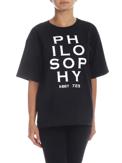 Shop Philosophy Di Lorenzo Serafini Black T-shirt With White Print