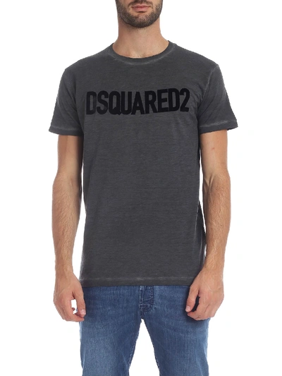 Shop Dsquared2 Anthracite T-shirt With Faded Effect In Grey