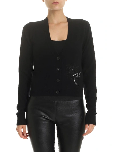 Shop N°21 Black Cardigan With Micro Sequins Embroidery