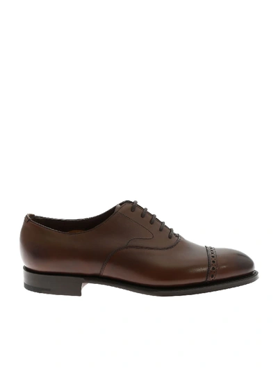 Shop Edward Green Oxford Shoes In Brown With Pierced Detail