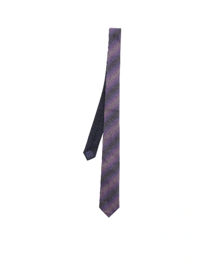 Shop Missoni Purple Tie With All Over Logo Embroidery