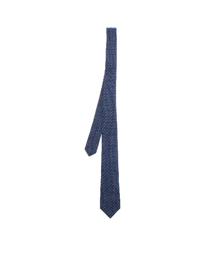 Shop Kiton Blue Tie With Floral Pattern