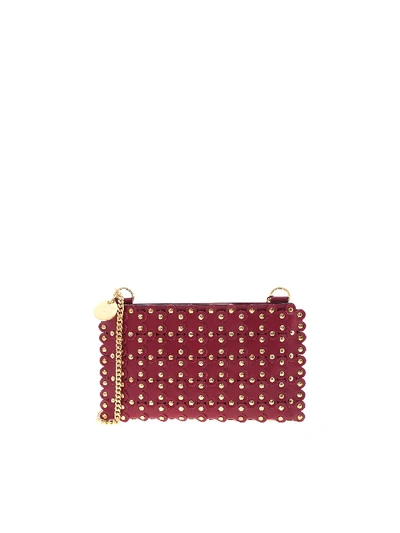 Shop Red Valentino Flower Puzzle Clutch Bag In Burgundy In Red