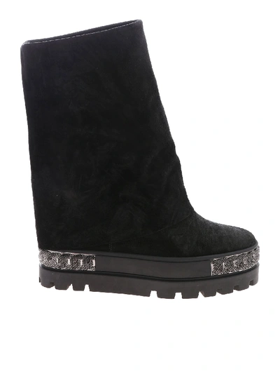 Shop Casadei Turned-up Ankle Boot Sneakers In Black