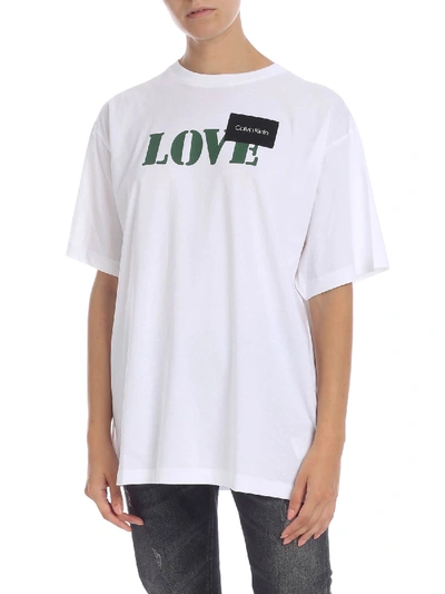 Shop Calvin Klein Love White T-shirt With Logo