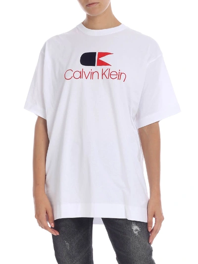 Shop Calvin Klein White T-shirt With Contrast Vintage Logo