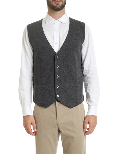 Shop Lardini Wool Vest In Melange Dark Gray In Grey