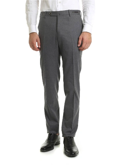 Shop Pt01 Virgin Wool Trousers In Gray In Grey