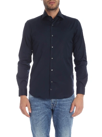 Shop Fay Dark Blue Cotton Shirt