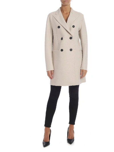 Shop Harris Wharf London Coat In Beige Woolen Cloth