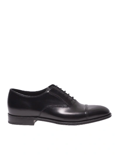 Shop Prada Brushed Leather Oxford In Black