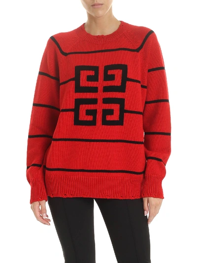 Shop Givenchy Red Pullover With 4g Logo Inlay