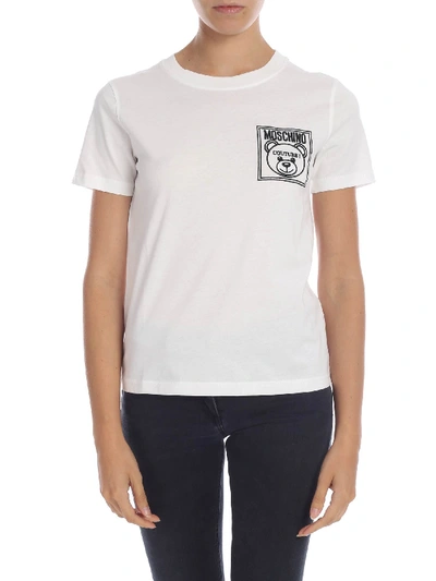 Shop Moschino Teddy Label T-shirt In White