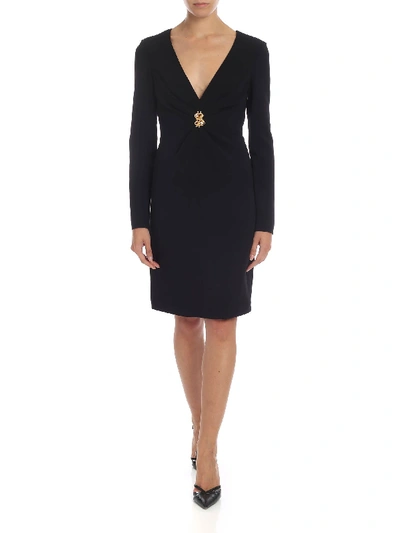 Shop Moschino Black Dress With Jewel Detail