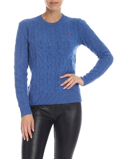 Shop Polo Ralph Lauren Cable Knitted Pullover In Blue In Turquoise