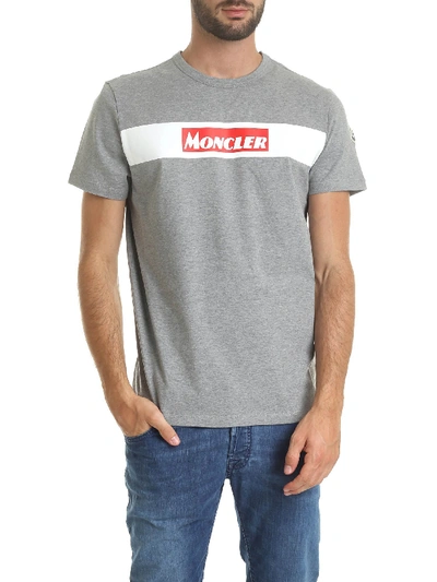 Shop Moncler Printed T-shirt In Grey