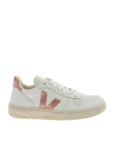 Shop Veja V-10 Sneakers In White And Pink