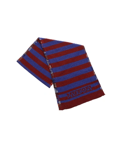 Shop Missoni Purple And Burgundy Striped Scarf