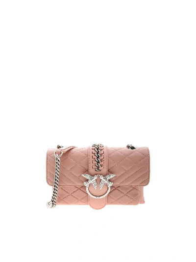 Shop Pinko Mini Love Soft Shoulder Bag In Pink