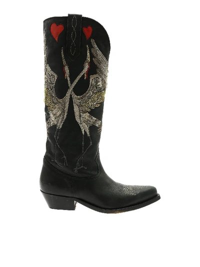 Shop Golden Goose Wish Star Texan Boots In Black
