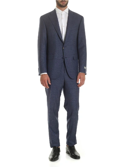 Shop Canali Wool Suit In Shades Of Blue