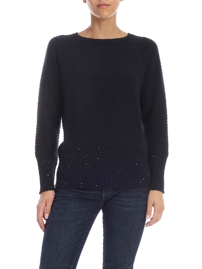 Shop Lorena Antoniazzi Blue Cashmere Pullover With Micro Sequins