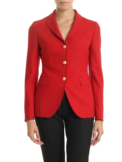 Shop Tagliatore Red Jacket With Gold Buttons