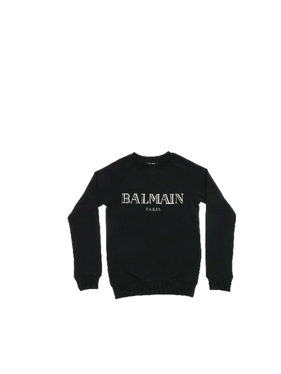 Shop Balmain Black Sweatshirt With Mirrored Effect Logo
