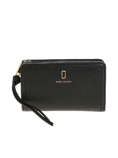 Shop Marc By Marc Jacobs Black Wallet With Golden Logo