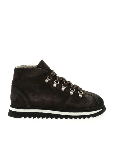 Shop Doucal's Vintage Effect Brown Sneakers