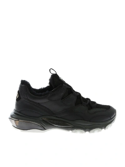 Shop Valentino Bounce Sneakers In Black With Fur
