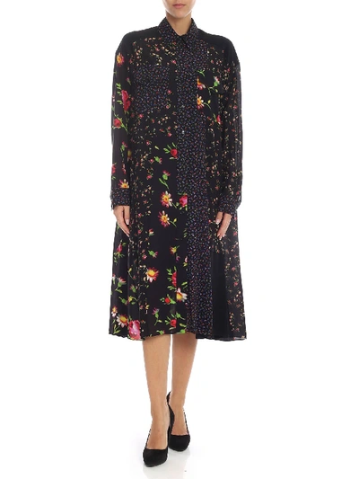 Shop Mcq By Alexander Mcqueen Black Dress With Floral Print