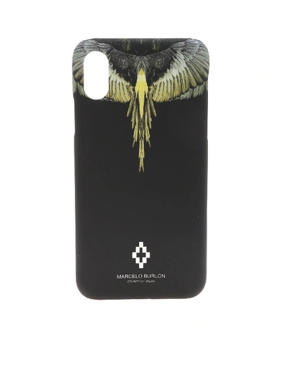 Shop Marcelo Burlon County Of Milan Wings Black Cover With Yellow Print