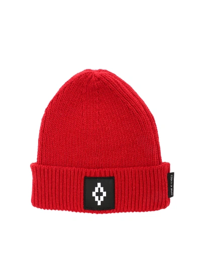 Shop Marcelo Burlon County Of Milan Red Beanie With Logo Patch