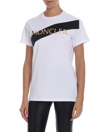 Shop Moncler Print T-shirt In White